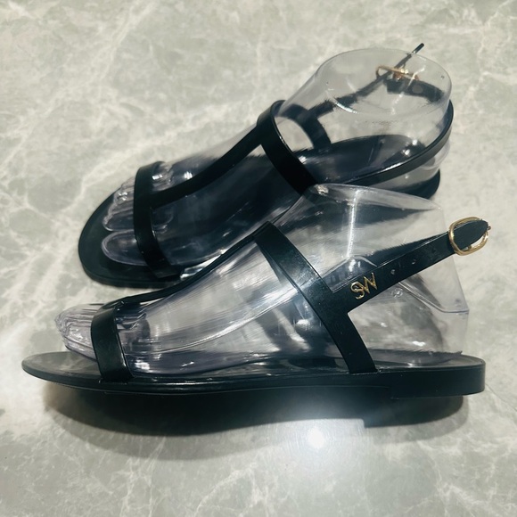 Stuart Weitzman Shoes Womens Size 6 Sawyer Black Jelly Slide Strappy Sandals - Picture 2 of 5